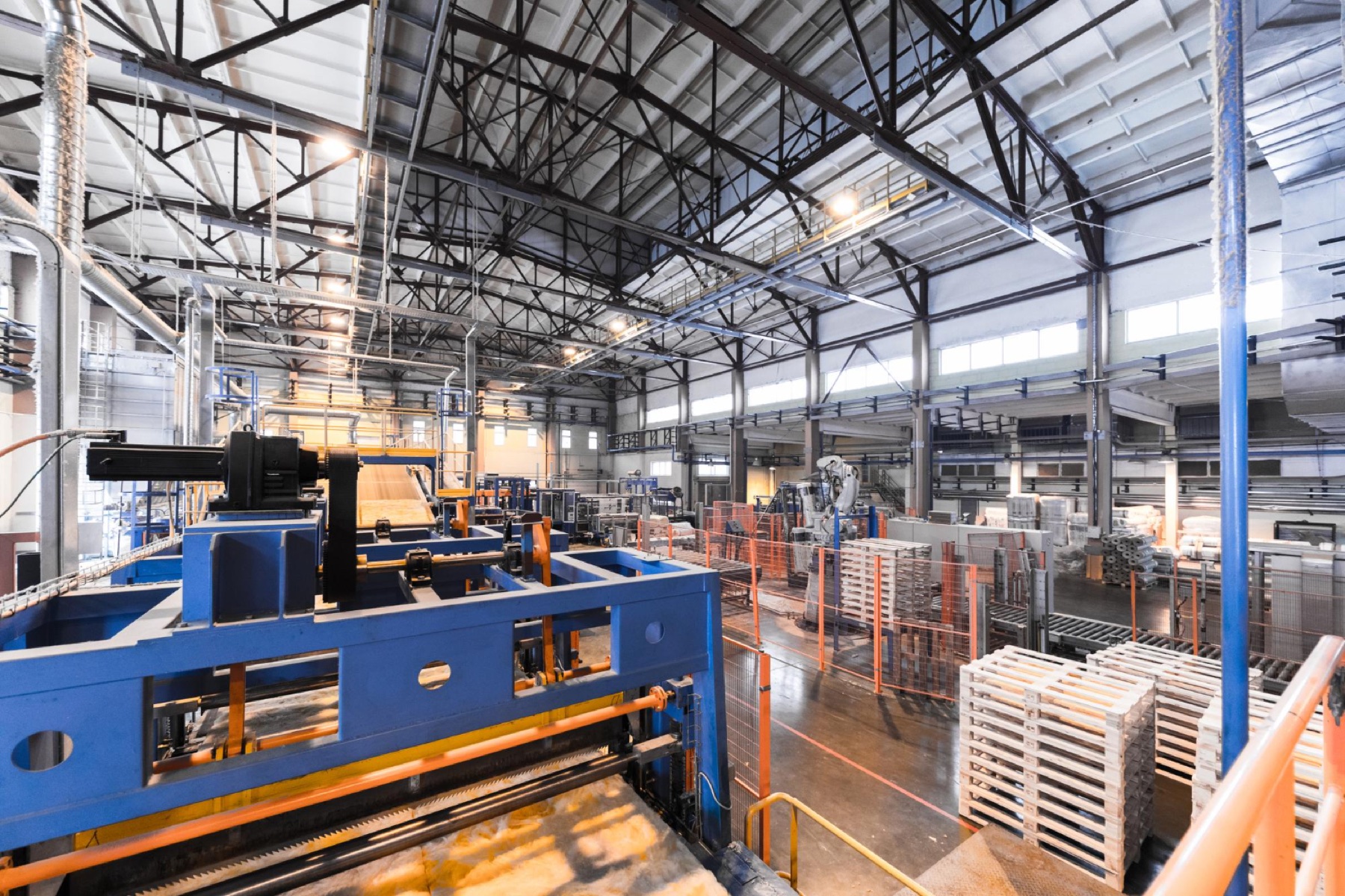 Glass processing facility interior